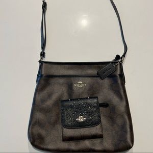 Coach Signature File Bag Crossbody w/ Matching Studded Wallet